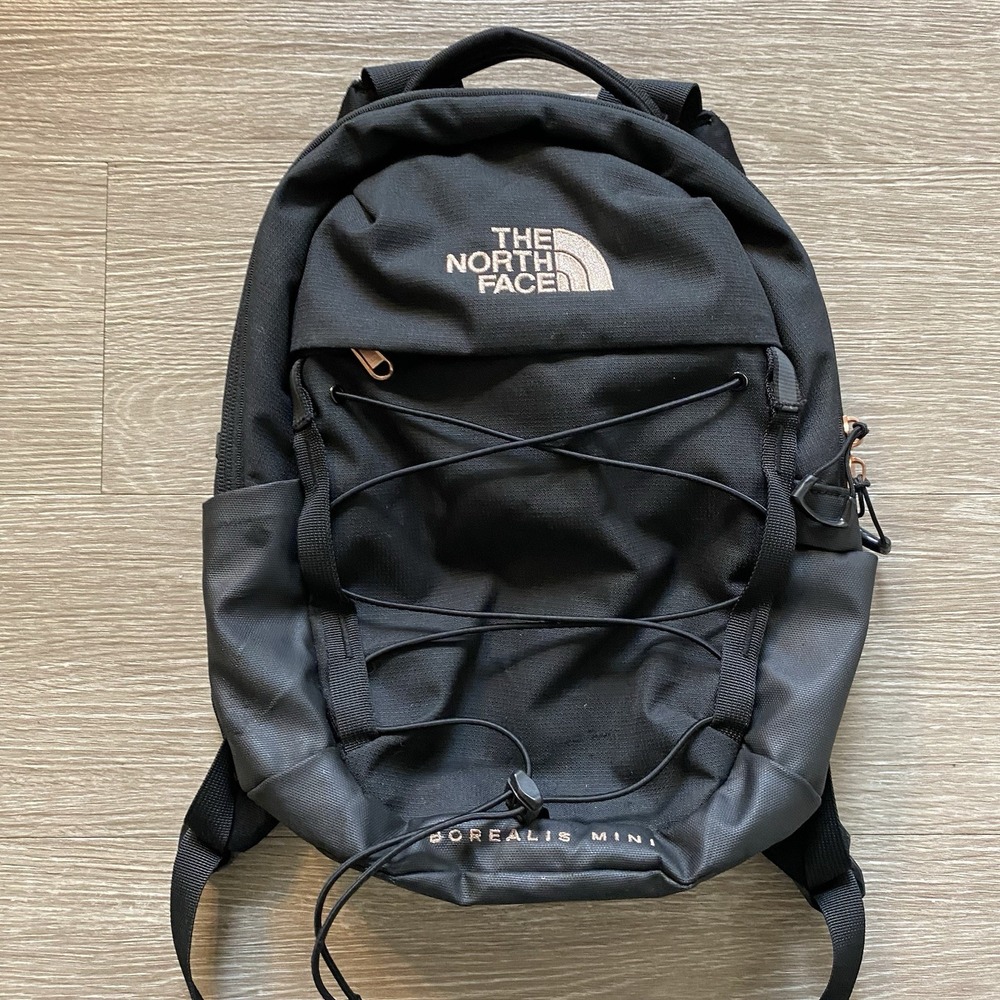 The North Face Borealis Mini Backpack Black Rose Gold Hiking Outdoors Adjustable